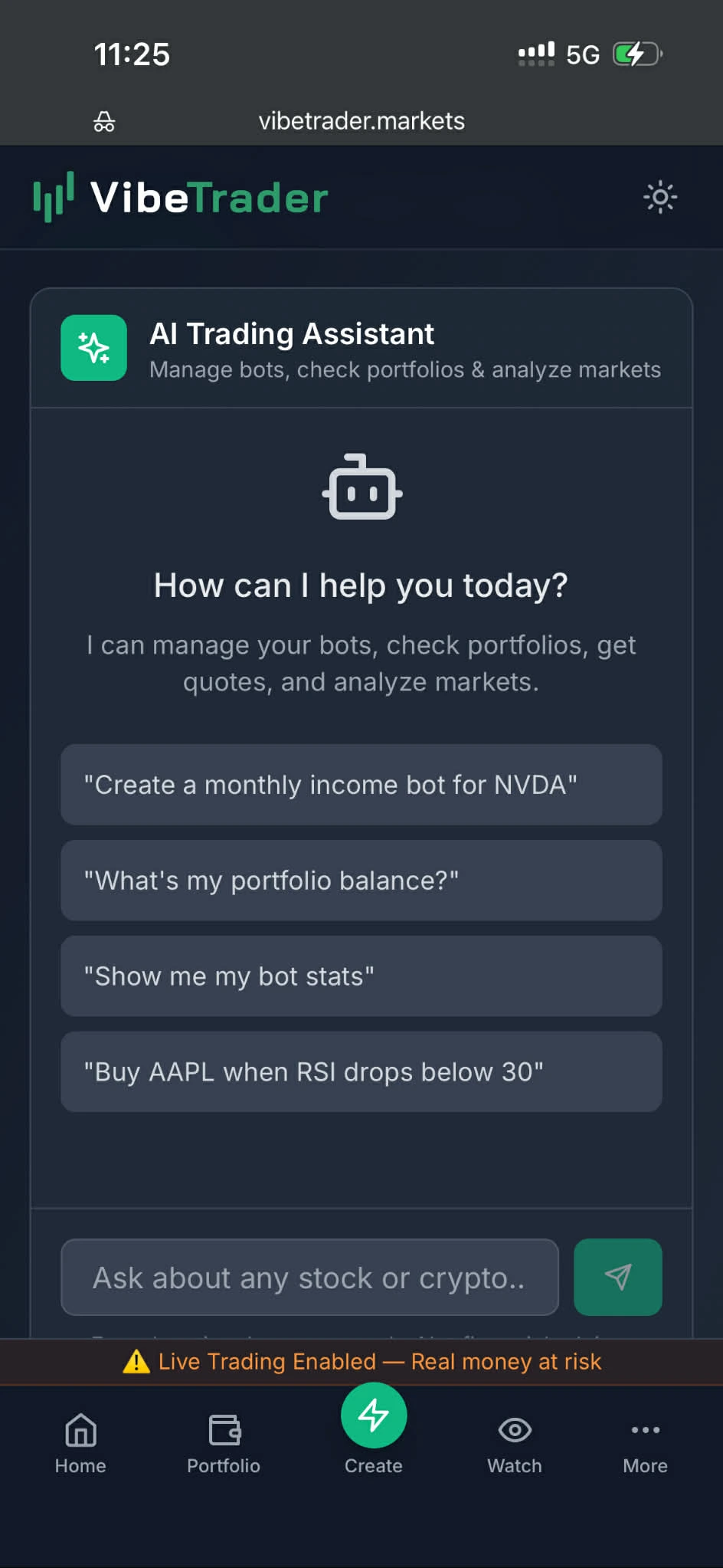 VibeTrader AI trading assistant